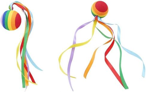 2 Pcs Car Antenna Ball Universal Ribbon Rainbow Ball Decoration for Car Auto, Car Aerials, Car Styling and Body Fittings,Colorful Long Ribbon Ball Car-Styling Vehicle Antenna Topper Decoration in Kuwait