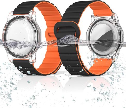 for Airtag Bracelet Kids, IPX8 Waterproof Air tag Holder Hidden Adjustable Anti Lost Full Body Protective Case Compatible with Apple AirTag Tracker for Child/Teen/Adults/Elders (Black) in Saudi Arabia