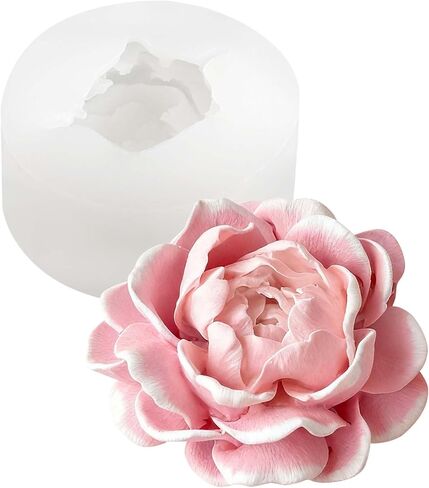 3D Peony Flower Candle Molds, Flexible Silicone Molds for Candle Making, Soap Making, Epoxy Resin Casting, Detailed Floral Mold for DIY Crafts, Beeswax, Home Decor & Wedding Favors in Kuwait