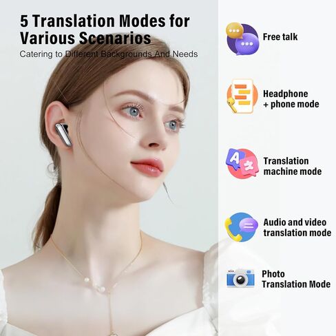 AI Language Translation Earbuds, 3-in-1 Translator Earbuds Real Time with 7 Translation Modes, with Audio and Video Call, 164 Language Bluetooth 5.3 Headphones Translating Device for Travel/Business in Kuwait