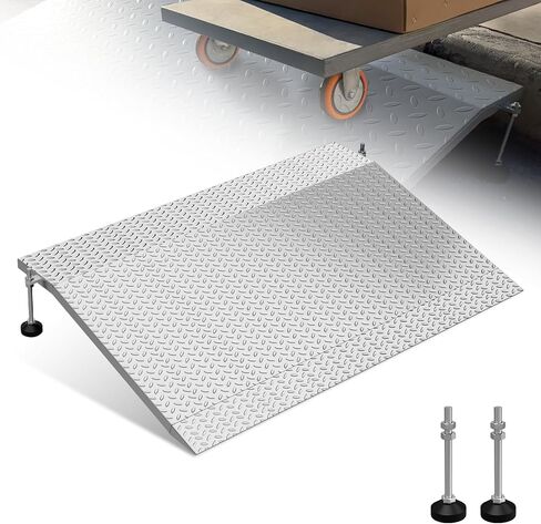 Door Threshold Ramp, 3-6" Adjustable Height Rise Threshold Ramp for Doorways, 39.4" Portable Self Supporting Entry Handicap Ramp, 1000lbs Load for Wheelchairs, Scooters, Uneven Surfaces, Carbon Steel in Kuwait