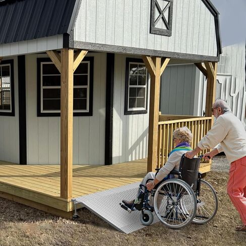 Door Threshold Ramp, 3-6" Adjustable Height Rise Threshold Ramp for Doorways, 39.4" Portable Self Supporting Entry Handicap Ramp, 1000lbs Load for Wheelchairs, Scooters, Uneven Surfaces, Carbon Steel in Kuwait