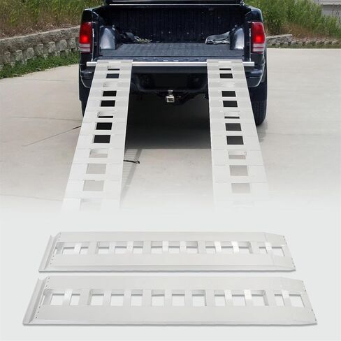 munirater 80 x 15 Inch Aluminum Trailer Ramps 6000Lbs Total Hook Attaching End Replacement for Loading Car Truck Tractor ATVs UTVs in Kuwait