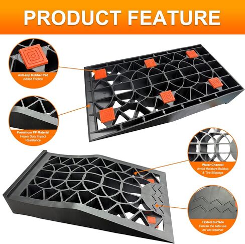 Car Ramps, Portable Low Profile Car Ramps for Garage, Heavy Duty Tire Ramps Service Ramps for Jack Support Low Chassis Cars for Oil Changes & Vehicle Maintenance, 2 PCS in Kuwait