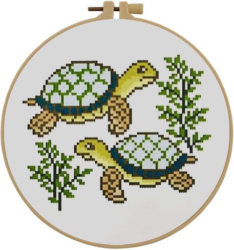 Esffaci Stamped Cross Stitch Kit for Adult Beginner Easy Starter Cross Stitch Set with Pre-Printed Cartoon Bee Flower Pattern Embroidery Cloth Floss Hoop Fun Needlepoint Project Kit in Saudi Arabia
