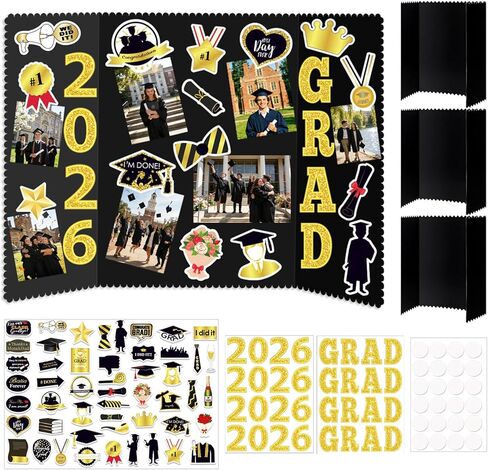 Graduation Photo Display Board - 4 Set Trifold Poster Board for Graduation Party, Folding Picture Presentation Frame for Multiple Pictures Table Decor (24x16 Inches) in Kuwait