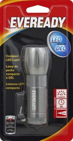 Eveready Compact LED Metal Flashlight​​​​ Water Resistant, Includes 3 Super Heavy Duty AAA Batteries, 21 Lumens , Black in Saudi Arabia