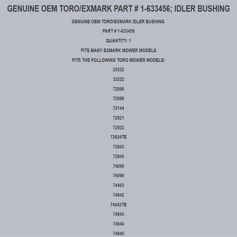 استبدال الجزء الأصلي من Toro # 1-633456؛ جلبة المهمل OEM in Kuwait
