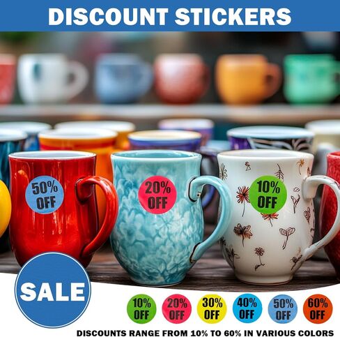 3000 PCS Discount Stickers, Adhesive Labels, Colorful Circle Price Tags for Retail Store Clearance & Bulk Sales (1 Inch Diameter) in Kuwait