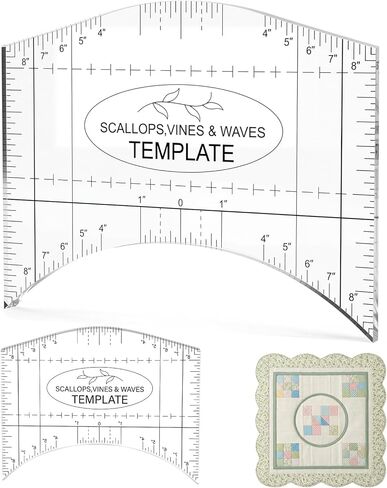 Scallop Vine Wave Design Template Acrylic Quilting Template Multi Pattern Sewing Ruler Precision Quilting Stencil Tool for DIY Sewing Quilts Pillows Tablecloth Crafts in Kuwait