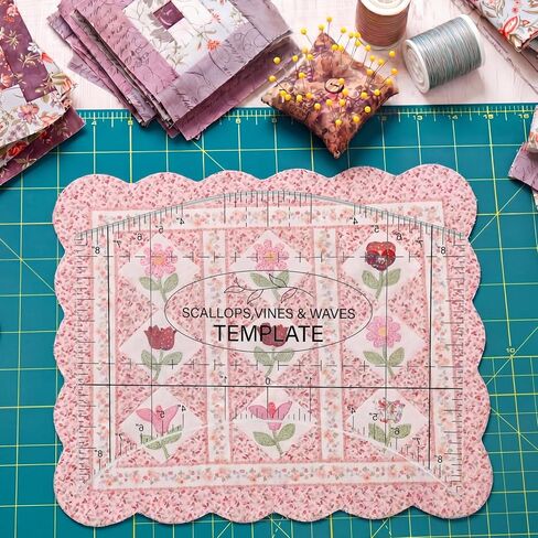 Scallop Vine Wave Design Template Acrylic Quilting Template Multi Pattern Sewing Ruler Precision Quilting Stencil Tool for DIY Sewing Quilts Pillows Tablecloth Crafts in Kuwait