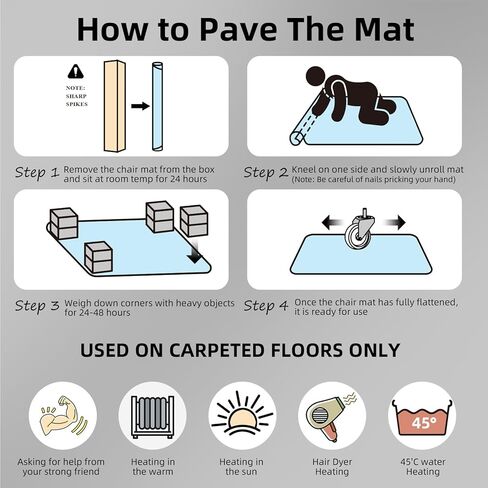 Chair Mat for Carpet, Clear PVC, Modern Style, Low Profile Design with Beveled Edges, Durable Floor Protection for Home Office, 36 x 48Inches, 2 Pack in Kuwait