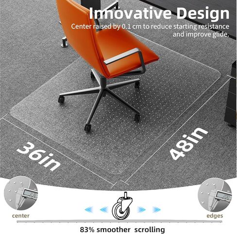 Chair Mat for Carpet, Clear PVC, Modern Style, Low Profile Design with Beveled Edges, Durable Floor Protection for Home Office, 36 x 48Inches, 2 Pack in Kuwait