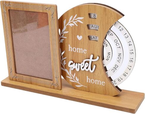 POCREATION Perpetual Calendar Frame, MDF, Photo Display with Rotating Wheel Feature, Customizable for Family Memories in Home or Decor (Moon) in Kuwait