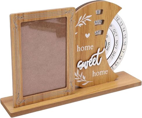 POCREATION Perpetual Calendar Frame, MDF, Photo Display with Rotating Wheel Feature, Customizable for Family Memories in Home or Decor (Moon) in Kuwait