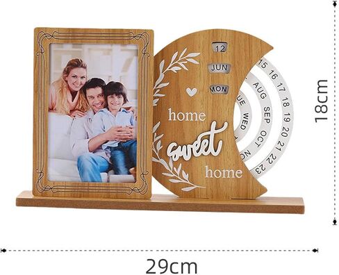 POCREATION Perpetual Calendar Frame, MDF, Photo Display with Rotating Wheel Feature, Customizable for Family Memories in Home or Decor (Moon) in Kuwait