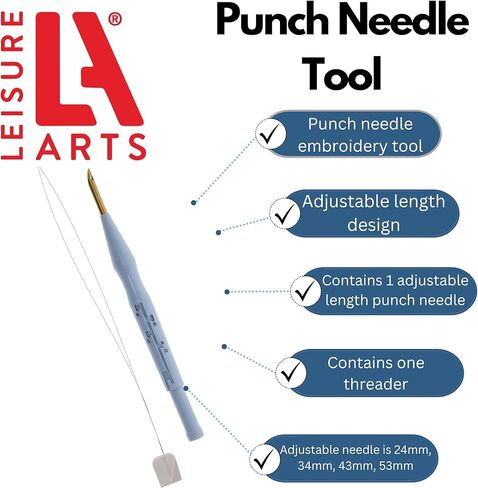 LEISURE ARTS Punch Needle Tool, Punch Needle, Needle Tool, Yarn, Oxford Needle, Threader, Supplies, Embroidery in Kuwait
