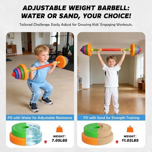 AuntyFey Kids Workout Equipment, 3 in 1 Adjustable Weight Toy Equipment for Children Pretend Play Exercise, Toddler Beginner Gym, Fitness for Birthday Gifts (Dumbbell, Barbell, Kettlebell in Kuwait