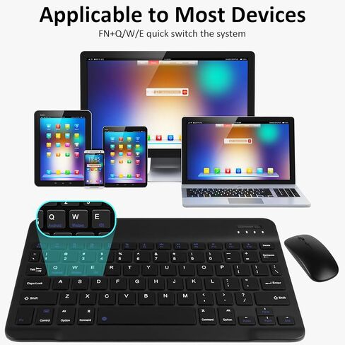 حافظة لجهاز iPad Pro 9.7 بوصة مع لوحة مفاتيح وماوس لجهاز iPad 2018 (الجيل السادس)/ 2017 (الجيل الخامس)، حافظة لوحة مفاتيح مع ماوس لجهاز iPad Pro/Air 2/1 2016، غطاء لوحة مفاتيح لاسلكي قابل للفصل مع حامل أقلام، BK in Saudi Arabia