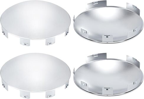 Chrome Hub Cap Covers for Semi Truck 6 Uneven Notched - for Front Wheel 8.9" Hub Caps, Lip 0.9" with Pre-Installed Clips Dome Metal for Semi Truck Hub Caps, 2Pack in Kuwait