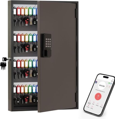 WeHere 30-Keys Key Lock Box, Key Cabinet with Key Management App (Track Key Borrow/Return), Security Key Holder Wall Mount Lockbox for Home, Garage, Car Key Storage for School, Small Office, Hotels in Kuwait