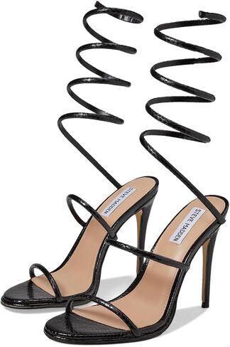 Steve Madden Women's Exotica Heeled Sandal, Black Snake, 7 in Saudi Arabia