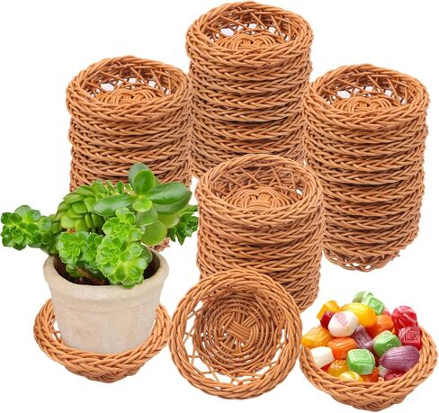 40-Pack 3.1 Inch Round Mini Woven Baskets, Tiny Woven Baskets for Crafts, Mini Wicker Basket for Favors & Decor, DIY, Crafts. in Saudi Arabia