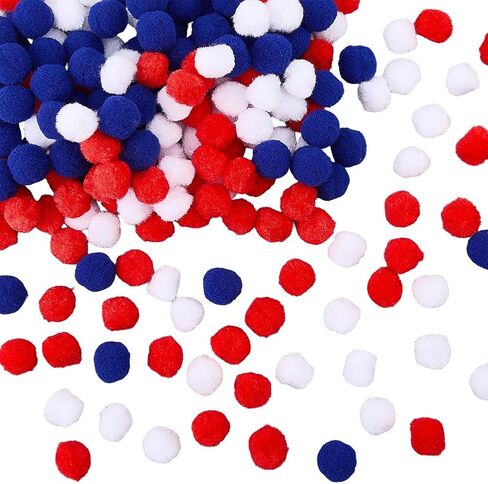 SUNNYCLUE 240Pcs 3 Colors Red White and Blue Pom Pom Balls Patriotic Pom Poms 20mm 4th of July American Independence Day USA Flag Pattern Pompom Ball for Garland Ornaments DIY Home Party Holiday Favor in Saudi Arabia