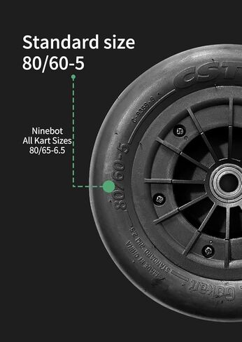 مجموعة العجلات الأمامية المكونة من قطعتين لـ Segway Ninebot GoKart، إطار 4 طبقات 80/60-5 بدون أنابيب مع محور ومحمل، متوافق مع إصدار GoKart Kit/Pro/Pro 2، عالمي يسار ويمين، سهل التركيب in Kuwait