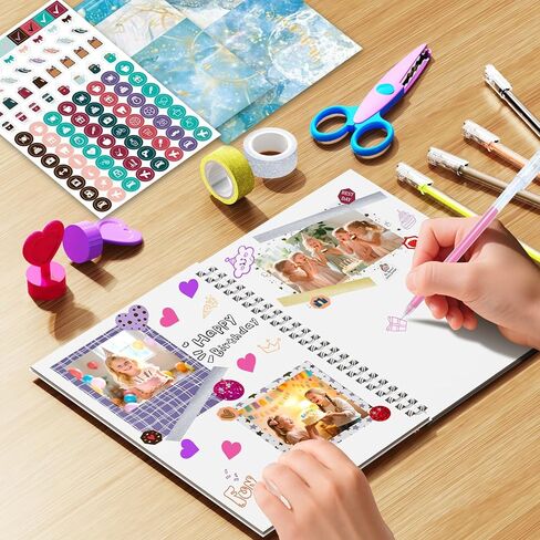 SUPMANGO 2-Pack DIY Journal Kit للفتيات الذين تتراوح أعمارهم بين 8-14 عامًا، مجموعة مجلة DIY أفكار هدايا عيد ميلاد ثابتة للفتيات، والحرف الفنية لسجل القصاصات للأطفال ومجموعة لوازم اليوميات in Kuwait