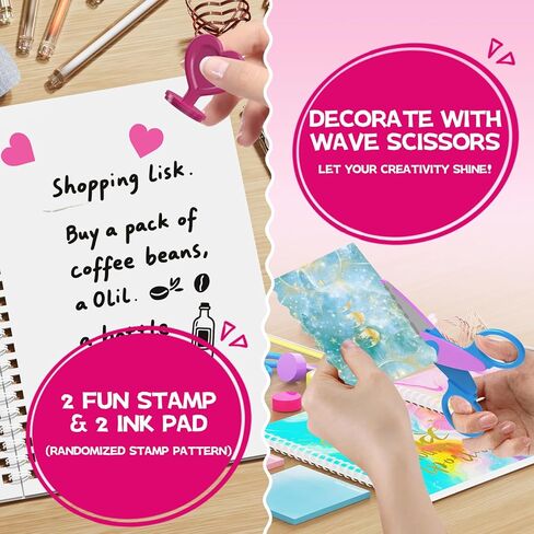 SUPMANGO 2-Pack DIY Journal Kit للفتيات الذين تتراوح أعمارهم بين 8-14 عامًا، مجموعة مجلة DIY أفكار هدايا عيد ميلاد ثابتة للفتيات، والحرف الفنية لسجل القصاصات للأطفال ومجموعة لوازم اليوميات in Kuwait