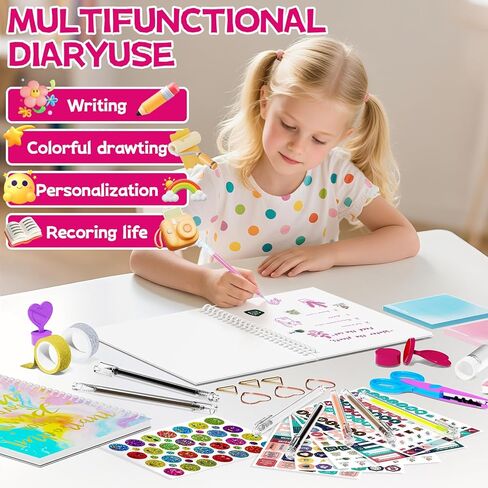 SUPMANGO 2-Pack DIY Journal Kit للفتيات الذين تتراوح أعمارهم بين 8-14 عامًا، مجموعة مجلة DIY أفكار هدايا عيد ميلاد ثابتة للفتيات، والحرف الفنية لسجل القصاصات للأطفال ومجموعة لوازم اليوميات in Kuwait