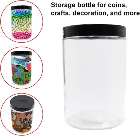 Clear Glass Piggy Bank with Black Slotted Lid, Well Sized Coin Bank, Two Placement Methods Money Tip Coin Jar for Adults Teens Kids Girls Boys, M in Kuwait