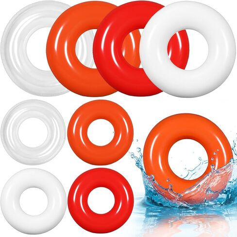 Arrowbash 8 Pcs Inflatable Pool Floats 28 Inches Swim Tube Bulk for Adults Swimming Ring Pool Floaties for Beach Party Decorations Women and Men River Lake Summer Vacation Holiday in Kuwait
