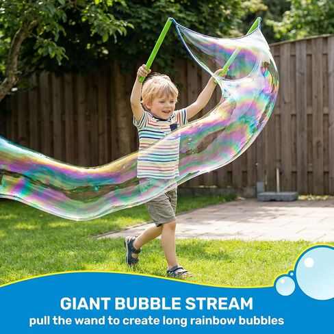 SYNCFUN 4 Pcs Giant Bubble Wand, 1 Big Bubble Wand Set with 3 Packs 33X Super Concentrate Solution, Giant Bubbles Maker for Kids Summer Outdoor Toy Game Activity Birthday Party Favors in Kuwait