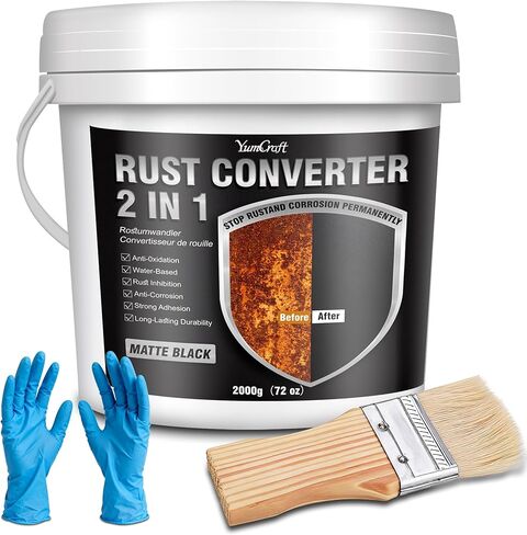 36oz 2-in-1 Rust Converter Paint & Metal Primer, Black Water-Based Rust Reformer, Ultra Rust Inhibitor & Heat Resistant Anti-Corrosion Coating for Automotive Chassis, Marine, Railings & Fences in Kuwait