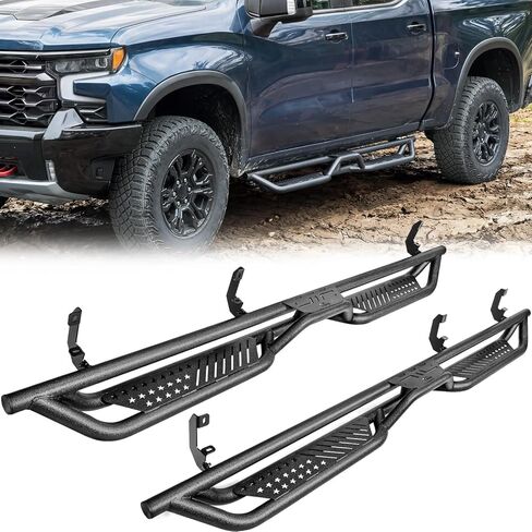 JOYTUTUS Running Boards for 2019-2026 Silverado & Sierra 1500, 2020-2026 2500HD 3500HD Crew Cab (Excl 2019 1500 LD/Limited) | 6.3“ Side Steps Nerf Bars, 550LB Capacity, 2-Tier Anti-Slip Wrinkle Finish in Kuwait