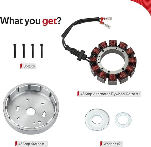 JAVIK 45Amp Stator And Flywheel Rotor for FLHTC Touring Electra Glide Classic DJLV FLHR Touring Road King FLTRI Touring Road Glide FLTRI Road Glide FLHP 2002-2005 O.E.M# 29999-97B 29987-02A in Kuwait