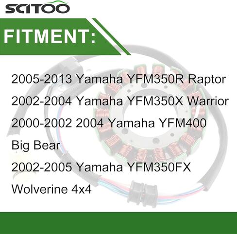 SCITOO 5NF-81410-00-00 Magneto Stator 2000-2012 for Yamaha Big Bear 400 2004-2013 for Yamaha Raptor 350 2002-2004 for Yamaha Warrior 350 in Kuwait