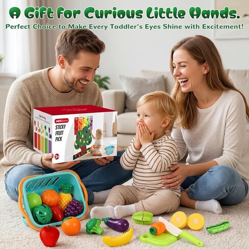 SOCBTNSO Pretend Play Food Set with Felt Tree Mat & Storage Basket: Kitchen Accessories Toys| Fruit and Veggie Sensory Toy| Montessori Color Sorting| Gift for 3 4 5 6 Year Old Toddlers Kids Boys Girls in Kuwait