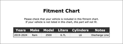 A/C Refrigerant Discharge Hose Compatible With Ram 2500 6.7L L6 2024 2023 2022 2021 2020 2019 P-4506882 in Kuwait