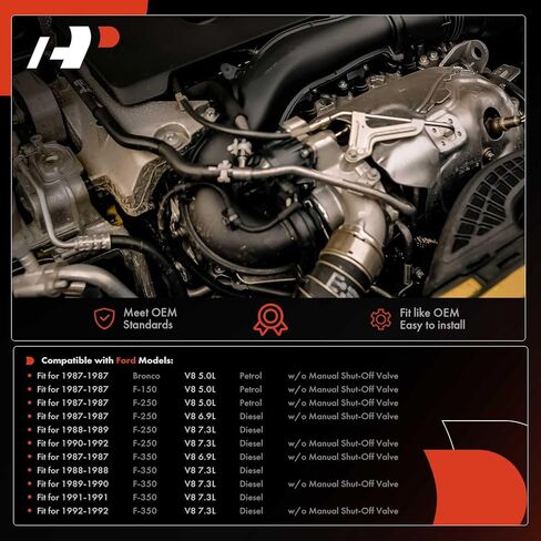 A-Premium A/C Discharge Line Hose Assembly Compatible with Ford F-150 1987, F-250/F-350 1987-1992, Bronco 1987, 5.0L 6.9L 7.3L, Compressor to Condenser in Kuwait