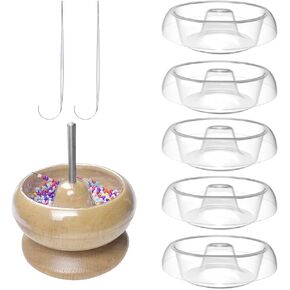 Large Bead Spinner Set with Clear Beading Bowl and Needle Tools for Jewelry Making Loader Wooden Holder in Saudi Arabia