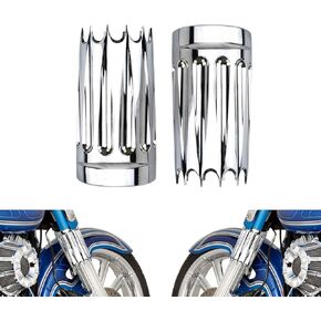 Upper Fork Slider Boots Covers Fork Boot Slider Protective Shells Compatible with Harley Touring Street Glide Road Glide Electra Glide Road King Trike 1980-2024 Black and Chrome 2 Pcs in Kuwait