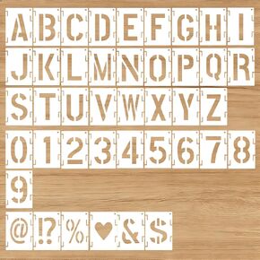 2 Inch Letter Stencils for Painting, 42 Pcs Reusable Alphabet Stencils and Number Stencils Kit, Plastic Lettering Templates for Wood, Wall, Fabric, Sign, DIY Crafts and Home Decor in Saudi Arabia