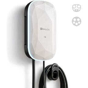 شاحن RIPPLEON المستوى 2 EV - موصل حائط عالمي من النوع المزدوج بقوة 11.5 كيلو وات - متوافق مع جميع المركبات الكهربائية في أمريكا الشمالية - شاحن حائط تسلا 48 أمبير 240 فولت، UL، FCC Lunar Pearl in Kuwait