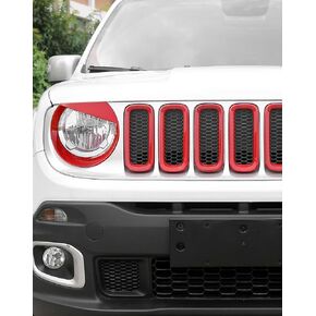 لإدراج الشبكة الأمامية Renegade وغطاء المصباح الأمامي للعين الغاضبة الأمامية حواف لسيارة Jeep Renegade 2015-2018 مشبك في إدراج ABS، أحمر in Kuwait
