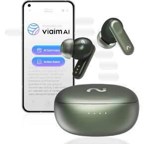 سماعات أذن Nano+ AI لتسجيل الصوت: مسجل ملاحظات للجيب للاجتماعات والمكالمات والمحاضرات. النسخ في الوقت الحقيقي، 45 ديسيبل هجين ANC، مساعد الذكاء الاصطناعي للإنتاجية، AES-256 آمن، أخضر in Kuwait