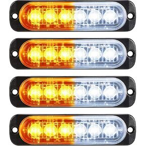 Frienda 4 قطع LED ستروب أضواء العنبر 6 LED تحذير السلامة وامض ضوء مصبغة رئيس الطوارئ منارة تحذير المخاطر أضواء مع منصات مسامير للشاحنة على الطرق الوعرة in Kuwait