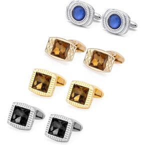 Wynameleri Cufflinks Set 4 Pairs for Men, Business Formal Shirts Buttons Cuff Link Packed in Case in Kuwait